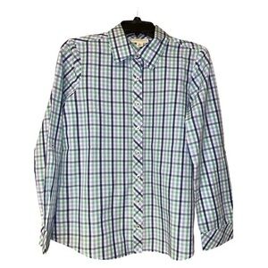 Appleseeds Women’s Gingham Shirt Blouse Size 6 Roll Tab Sleeve‎ Multicolor